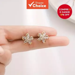 Nova Moda Pétalas Requintadas Brincos Brilhantes e Bonitos Brincos Elegantes de Temperamento em Oferta na Shopee