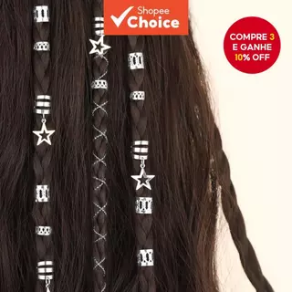 36 Peças Anéis De Cabelo Com Pingente De Estrela Acessórios De Trança Oca Decoração De Metal Clipes De Embrulho