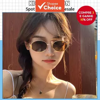 Moda Metal Retro Moldura Oval Óculos De Sol Nova Americana Luxo Mulher UV Blocking em Oferta na Shopee