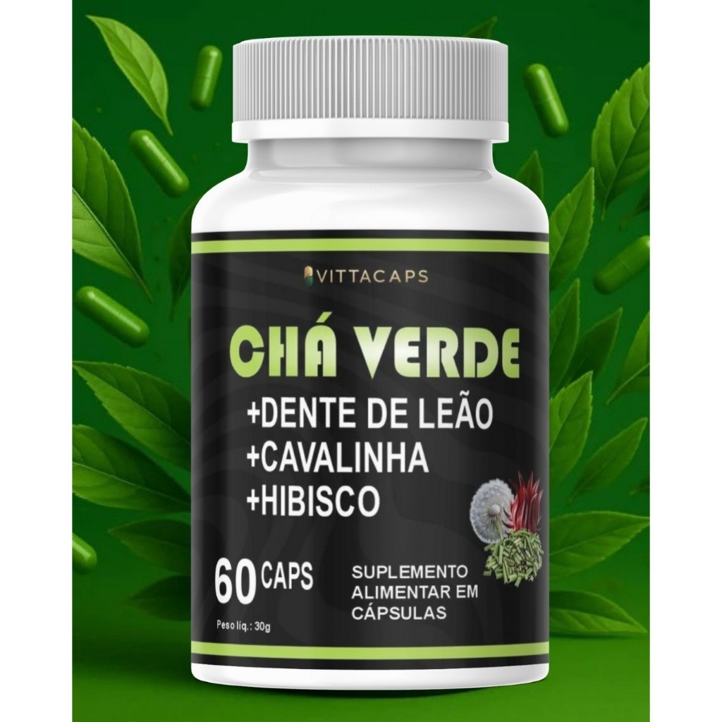 Chá Verde- 60 capsulas 500Mg- Ajuda na perda de Gordura.ENVIO IMEDIATO ...