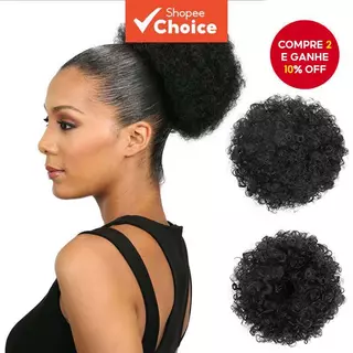 Curto Afro Puff Cabelo Sintético Coque Chignon Peruca Para Mulheres Cordão Rabo De Cavalo Kinky Encaracolado Updo Clipe em Oferta na Shopee