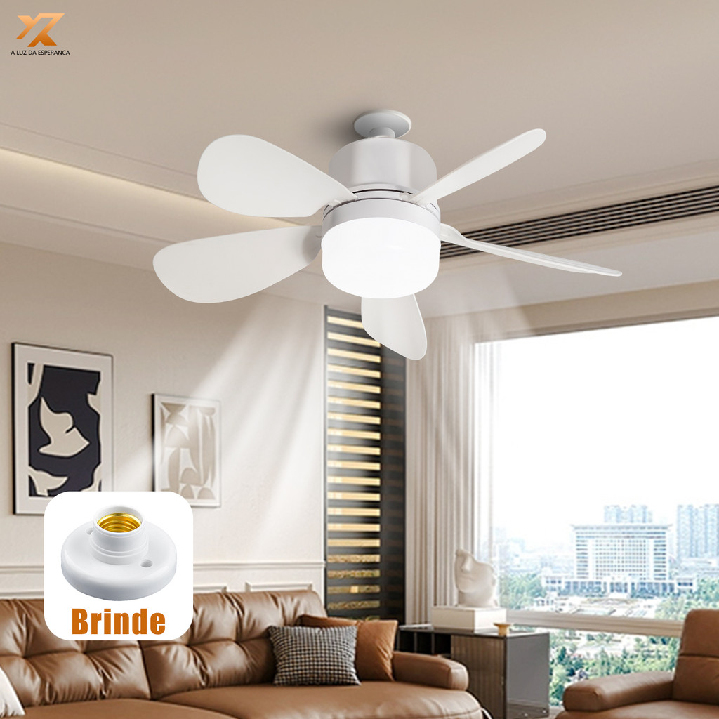 Ventilador de Teto com Luz para Pequenos Espaços Silencioso Controle Remoto Instalação Fácil Bivolt