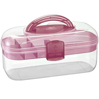 Maleta Organizadora Translúcida Plástico Com Alça 6 Divisórias Cor Rosa Monte Líbano em Oferta na Shopee