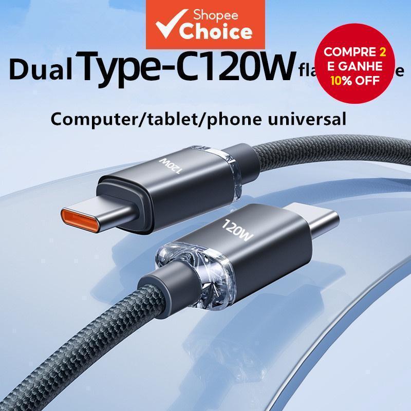 Cabo USB C De Carga Rápida De 120W Tipo Para Telefone Celular Samsung Linhas Dados