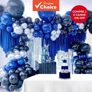 160pcs , Conjunto Garland Balão Azul Marinho Real Prateado , Kit Arco Escuro , Material De Aniversário Para Decoração em Oferta na Shopee