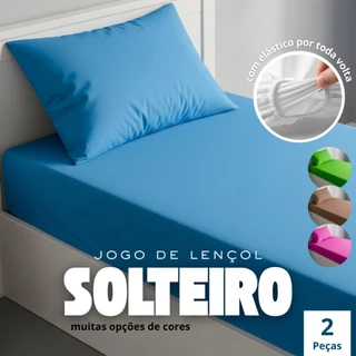 Jogo de Lençol Solteiro 2 Peças Antialergico com Elastico Em Toda Volta - 15 Opções de Cores em Oferta na Shopee