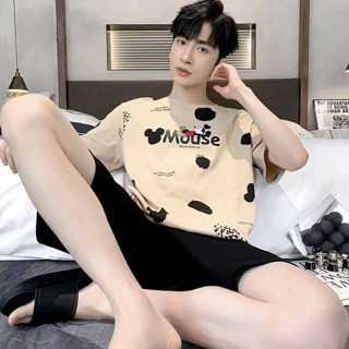 Pijamas Masculinos Verão Leite Seda Manga Curta Dos Desenhos Animados Juventude Estudante Fino Conjunto Para Casa Masculino Verde Menos20251216 em Oferta na Shopee