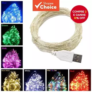 Luzes De Corda LED USB-Fadas De Fio Prateado Para Decoração De Festa De Casamento De Natal (Iluminação Decorativa Flexív em Oferta na Shopee