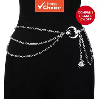 Europeu americano acessórios de moda lua Multi-camada Metal corrente cintura cinto Hip Hop Punk sol crescente corpo corr em Oferta na Shopee