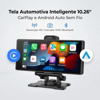 Tela central Multimídia Universal 10.26" CarPlay Android iOS • Bluetooth • GPS • Espelhamento Celular VPL-1018