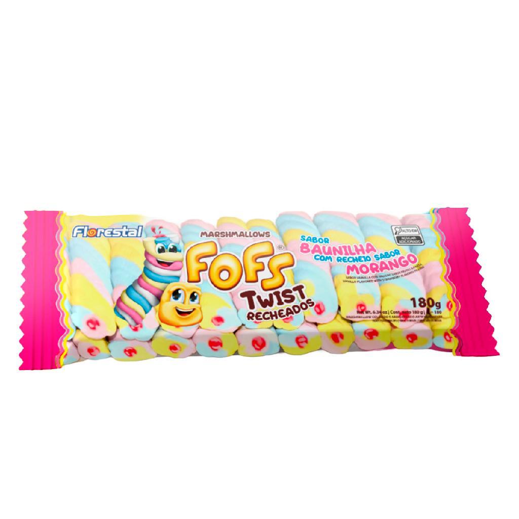 Marshmallow Fofs Twist Tubo Recheado Morango Florestal 180g 24un ...
