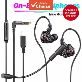 Tipo-C 3.5mm Fones De Ouvido Com Fio Jogos Alta Fidelidade Cancelamento Ruído Baixo Som Estéreo Fone Microfone Zero Atra em Oferta na Shopee