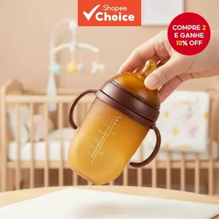Mamadeira Nano Silicone Anti-Asfixia Com Alça Tubo De Sucção Por Gravidade Para Bebês De 0 A 9 Meses 150ml 180ml 240ml em Oferta na Shopee
