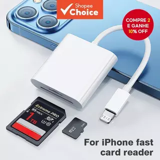 Adaptador De Cartão 2 Em 1 Para Iphone 8 A 14 SD TF Conversor De Dados IOS Light-ning em Oferta na Shopee