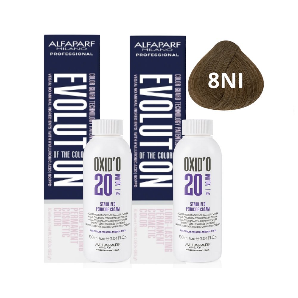 Kit Alfaparf Evolution Of The Color 8NI Louro Claro Intenso 60ml + OX ...