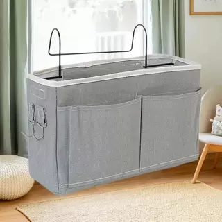 [largeloohg] Nova Cesta De Armazenamento Rack Cama Controle Remoto Estante Dormitório Bolsa Suporte Com Gancho Bolso De em Oferta na Shopee