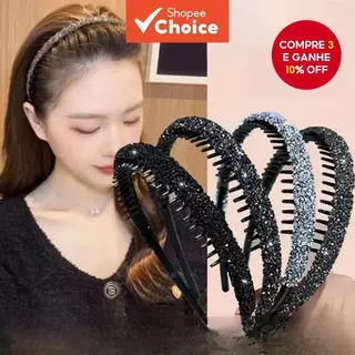 Tiara Elegante E Antiderrapante Para Lavar O Rosto | Acessório De Cabelo De Strass Moderno Mulheres em Oferta na Shopee