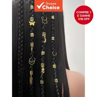 25 peças de pingentes dourados para mulheres, tranças, acessórios para cabelo trançado em Oferta na Shopee