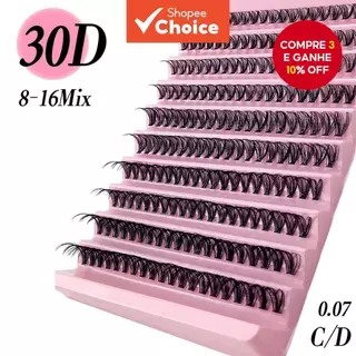 Cílios 30D Segmentados Agrupados , Postiços Diy , Adequados Para Todos Os Tipos De Festas , 10 Fileiras em Oferta na Shopee