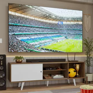 Rack para TV até 80 Polegadas 160cm com Pés Rustic/Branco Torino Madesa em Oferta na Shopee
