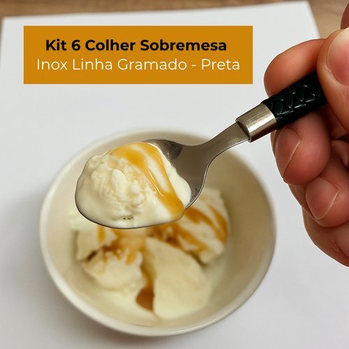 Kit 6 Colher Sobremesa Inox Design Moderno Acabamento Preto Linha ...