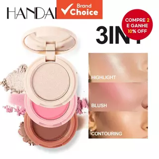 Paleta Multifuncional HANDAIYAN 3 Em 1 Iluminador , Blush E Contorno – Pó Fino Suave Adere À Pele , Cor De Longa Duração em Oferta na Shopee