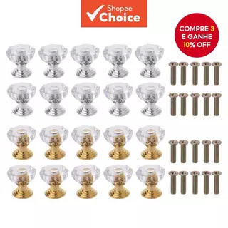 10 Botões De Gaveta De Acrílico Transparente Dos Pces-Pequenos Puxadores De Armário Para Guarda-Roupa , Caixa De Jóias E em Oferta na Shopee