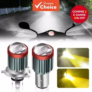 Lâmpada LED Para Farol De Motocicleta , H4 BA20D 20W 12V-80V , Feixe Alto E Baixo , 6000K , Substituição De Luz De Nebli em Oferta na Shopee