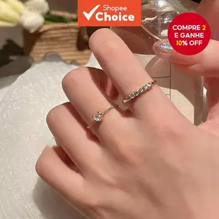 Conjunto De Anel De Coração De Strass , 2 Peças , Elegante , Empilhável , Joias Brilhantes Para Mulheres E Meninas em Oferta na Shopee