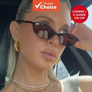 Óculos de sol pequenos em formato oval, estilo de rua, tendência personalizada para mulheres. em Oferta na Shopee