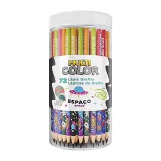 Lápis Multicolor Grafite Espaço - Embalagem com 72 Unidades em Oferta na Shopee