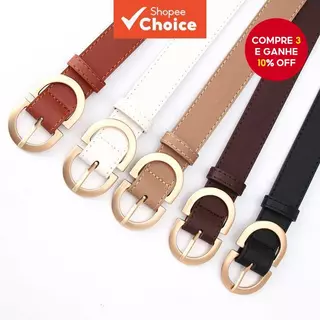 Cinto De Couro Moderno Para Mulheres Com Fivela Redonda Ajustável Escritório , Concertos E Jeans Casuais em Oferta na Shopee