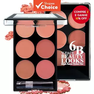 Paleta De Blush Fosco De Seis Cores , Destaque Natural , Pó Facial À Prova D'água , Uso Durante Todo O Dia , Data Românt em Oferta na Shopee