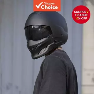 Capacete Retrô De Rosto Inteiro Para Motocicleta Com Viseira Antiembaçante , Verão E Todas As Estações , Design De Escor