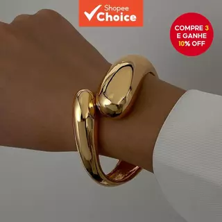 Pulseira De Lágrima De Declaração Para Mulheres Punho Geométrico Largo Joias De Metal Da Moda em Oferta na Shopee