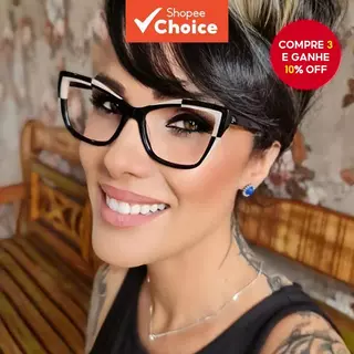 Óculos Retro Cat Eye Anti Luz Azul | Quadro Colorido Oversized Unissex Anti Radiação para Leitura em Oferta na Shopee