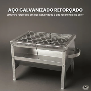 Churrasqueira Galvanizada C/ Grelha Portátil Aço Anti Corte
