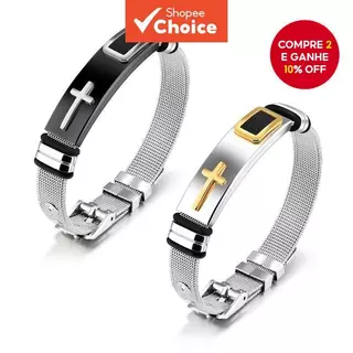 Tamanho Ajustável Da Pulseira Cruzada De Aço Titânio Masculino Para Estilo De Moda em Oferta na Shopee