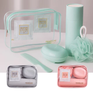 Kit Viagem com bolsa 5 peças porta escova pente saboneteira e ducha conjunto portátil higiene diária em Oferta na Shopee