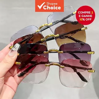 Óculos De Sol Quadrados Sem Moldura Para Mulheres Moda Negrito Minimalista Proteção UV400 em Oferta na Shopee