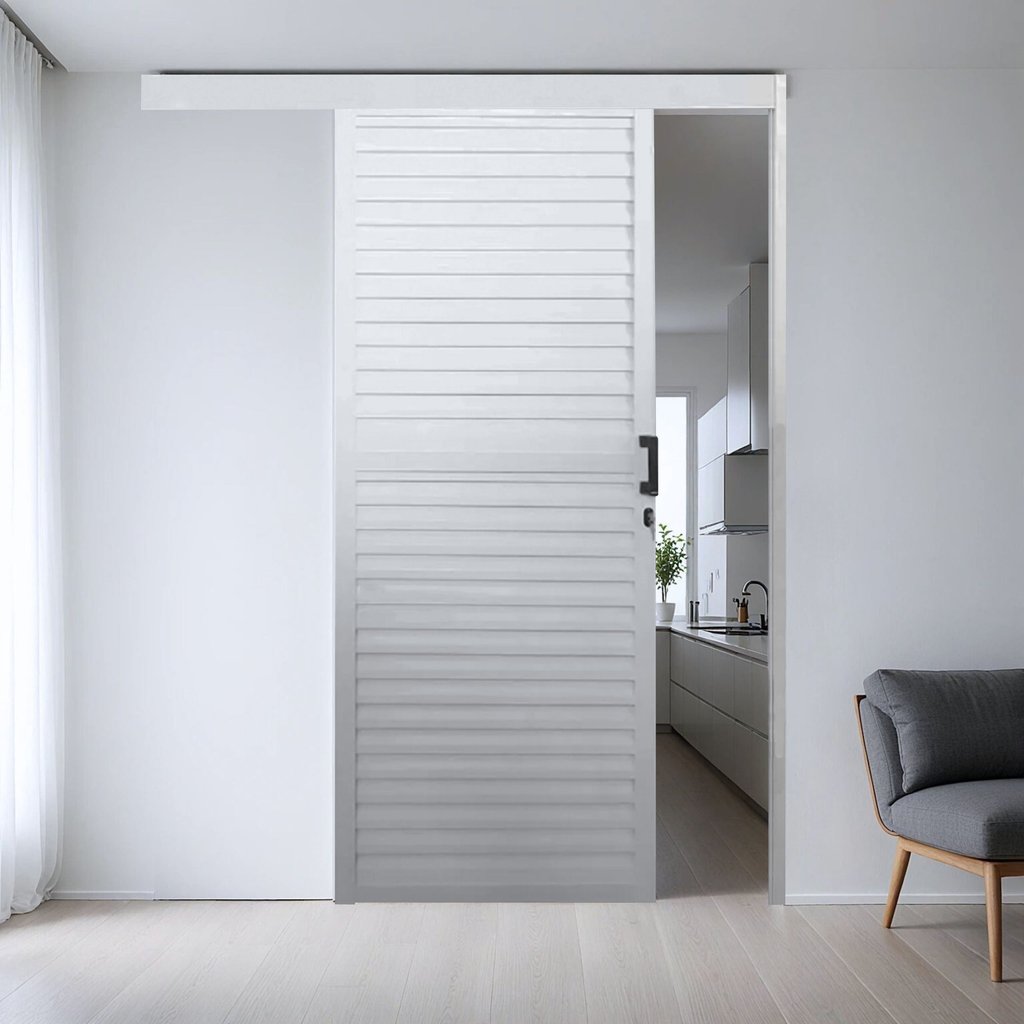 Porta de Alumínio de Correr Sobrepor 215x70cm Laminada Reversil