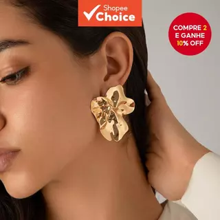 Brincos Grandes Irregulares De Metal Ondulado Para Mulheres , Presentes De Joias Da Moda em Oferta na Shopee