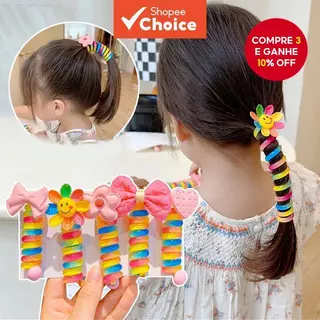 Laços De Cabelo De Bobina Colorida Para Meninas , Suportes De Rabo De Cavalo Fofos De Desenho Animado , Ferramenta De Tr em Oferta na Shopee