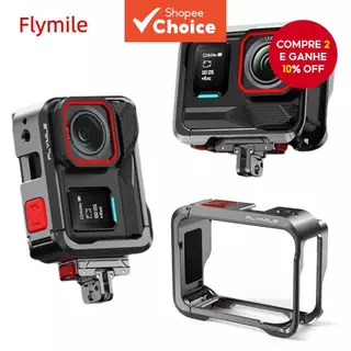  Flymile Gaiola de Metal para Estojo Protetor para Insta360 Ace Pro/Pro 2 Acessórios Moldura Gaiola Sapata Fria