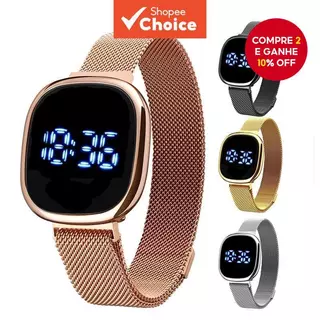 Relógio Elegante Com Tela De Toque LED-De Pulso Unissex Fivela Magnética Em Aço Inoxidável em Oferta na Shopee