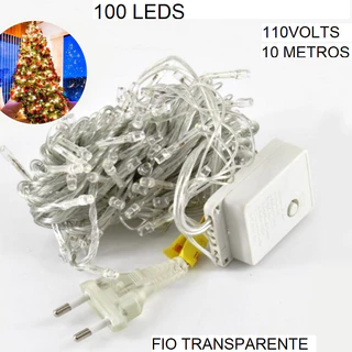 100 Leds Pisca Pisca Fio Transparente Natalino 10 Metros E 110V Decorativo Multicolorido em Oferta na Shopee