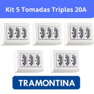Kit Caixa de Sobrepor Tomadas Triplas 20A Pino Grosso 2 ,3 e 5 Conjunts LizFlex Tramontina