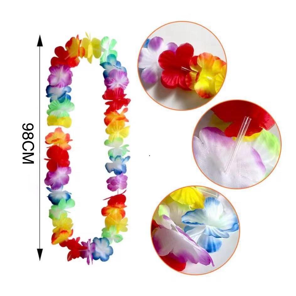 Kit Colar Havaiano Flor Carnaval Flores Coloridas para Luau Festas Fantasia Adereço de Pescoço
