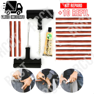 Kit Reparo Pneu sem Camara para Carro e Moto + 13 Refil Selante Macarrão Remendo em Oferta na Shopee
