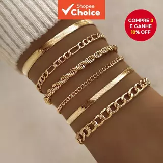 Conjunto De Pulseira Boêmia De Metal Em Camadas Elegantes Para Mulheres Joias Minimalistas 6 Peças em Oferta na Shopee
